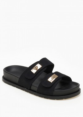 Σανδάλια flatform με suede φάσες - Μαύρο