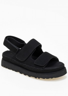 Suede σανδάλια flatform με λουράκια scratch - Μαύρο