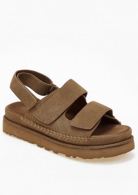 Suede σανδάλια flatform με λουράκια scratch - Κάμελ