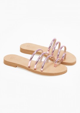 Σανδάλια ελληνικής κατασκευής με toe ring - Ροζ