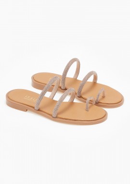 Flat σανδάλια ελληνικής κατασκευής με toe ring - Χαλκός