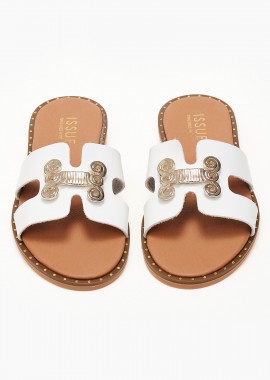 Φλατ σανδάλια handmade in Greece - Λευκό