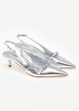Issue - Slingback γόβες με λεπτό τακούνι - Ασημί