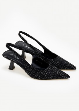 Issue - Γόβες slingback με tweed ύφασμα - Μαύρο