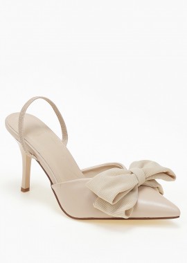 Issue - Slingback γόβες με διακοσμητικό φιόγκο - Μπεζ