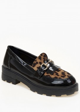 Issue - Loafers με μεταλλική λεπτομέρεια και κρόσια - Λεοπάρ