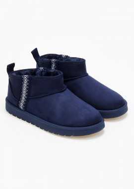Issue - Μποτάκια κοντά με γούνα και ρέλι - Μπλε
