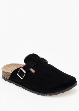 Γυναικεία σαμπό flatform με suede υφή - Μαύρο
