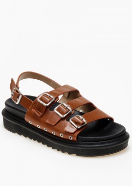 Issue - Σανδάλια flatform με αγκράφες - Κάμελ