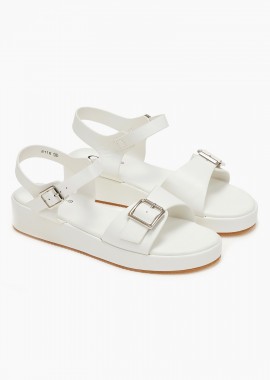 Issue - Σανδάλια flatform με μεταλλική λεπτομέρεια - Λευκό