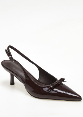 Issue - Slingback λουστρίνι γόβες με διακοσμητικό φιόγκο - Καφέ