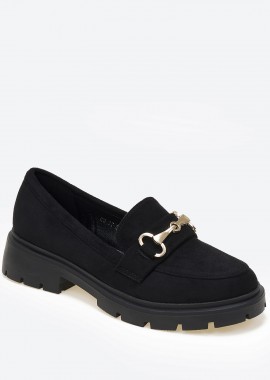 Issue - Suede loafers με διακοσμητική αγκράφα - Μαύρο