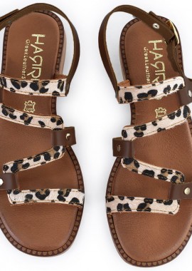 Δερμάτινο animal print σανδάλι HARRIS 135-1084
