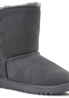 Kelara - Γκρι δερμάτινο Australian Boot με κορδέλα Kelara K21215