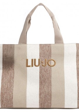 Liu Jo - LIU JO μπεζ shopping bag TOTE STRIPES