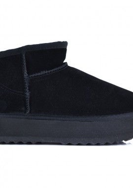 Kelara - Μαυρο δίπατο δερμάτινο Australian Boot Kelara 41209