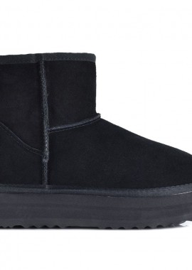 Kelara - Μαυρο δίπατο δερμάτινο Australian Boot Kelara 41210