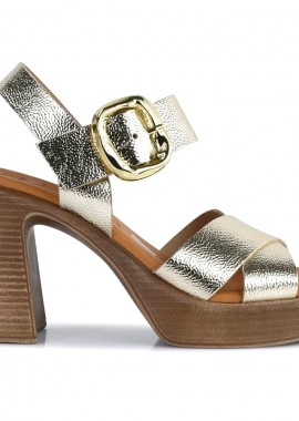 Δερμάτινο χρυσό πέδιλο Oh my Sandals 5644