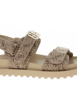 Guess - GUESS μπεζ χρυσό σανδάλι FABELIS 2