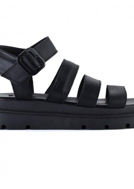 Δερμάτινο μαύρο σανδάλι LADY LD555