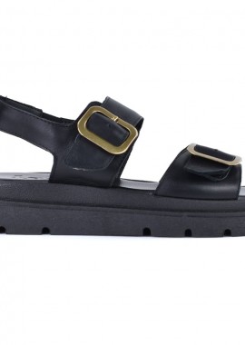 Δερμάτινο μαύρο σανδάλι LADY LD556