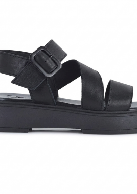 Δερμάτινο μαύρο σανδάλι LADY LD728