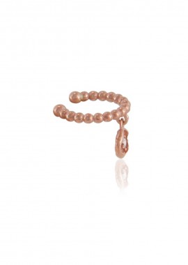 Ασημένιο μονό Ear Cuff σκουλαρίκι με μπίλιες και κρεμαστό λουλούδι με Ζιργκόν