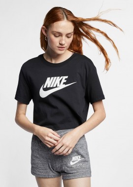 NIKE - NIKE SPORTSWEAR ESSENTIAL CROPPED TEE ΜΑΥΡΟ