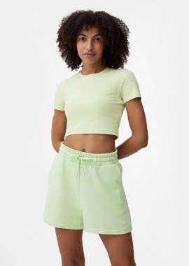 4F - 4F WOMEN'S PLAIN CROP-TOP T-SHIRT ΠΡΑΣΙΝΟ