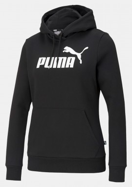 PUMA ESSENTIALS LOGO HOODIE ΜΑΥΡΟ