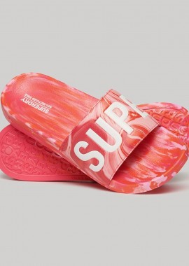 SUPERDRY - WOMEN'S SUPERDRY MARBLE VEGAN POOL SLIDERS ΡΟΖ