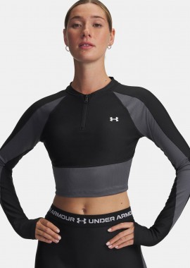 UNDER ARMOUR - UNDER ARMOUR HEATGEAR RIB 1/4 ZIP TOP ΜΑΥΡΟ