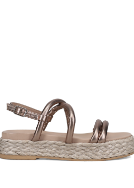 Ατσαλί δερμάτινο flatform σανδάλι