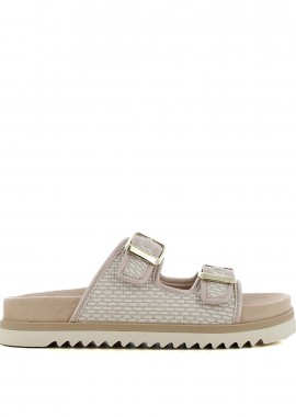 Μπεζ footbed σανδάλι
