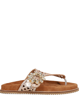 Ροζ χρυσό footbed σανδάλι
