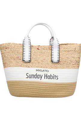 MIGATO SUNDAY HABITS - Μπεζ ψάθινη τσάντα χειρός