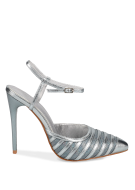 MIGATO - Γαλάζια ασημί slingback γόβα