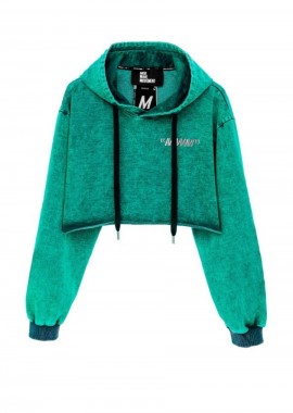MOD WAVE MOVEMENT Φούτερ με Κουκούλα BLACK CAPSULE WOMAN CROPPED LONG SLEEVE HOODIE 001 - GREEN-MW073160555-GREEN