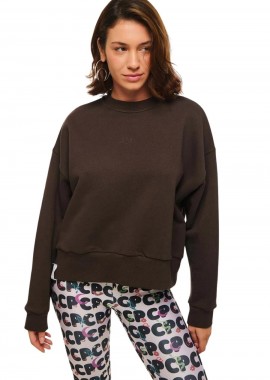 PCP Γυναικείο Φούτερ με λαιμόκοψη TOMMY BASIC - ΚΑΦΕ-2025WCREW0002-BROWN