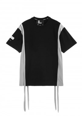 Mod Wave Movement - Mod Wave Movement Two-Tone Side Detail Regular Unisex T-Shirt - Μαύρο-MW092020349-BLACK