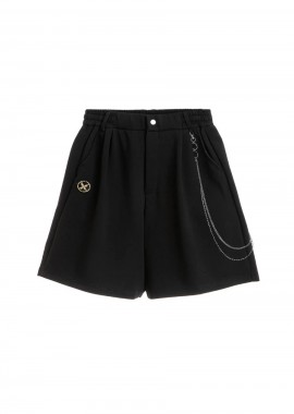 Mod Wave Movement - MOD WAVE MOVEMENT Unisex Βερμούδα Knit Chain Detail - Μαύρο-MW092040346-BLACK