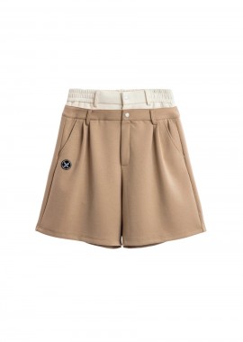 Mod Wave Movement - MOD WAVE MOVEMENT Unisex Βερμούδα Double Waistband Pleated - Κάμελ-MW092040348-CAMEL