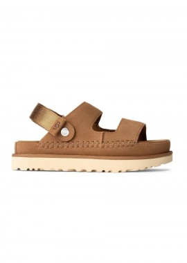 UGG Goldenstar Glide Women\'s Suede Slides - Chestnut-1167399-CAMEL