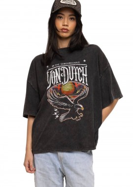 VON DUTCH - Von Dutch Relaxed Γυναικείο T-Shirt - Ξεθωριασμένο Μαύρο-VD/2/TR/ROAD/BL-BLACK