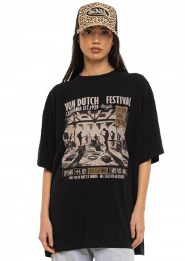 VON DUTCH - Von Dutch Festival Graphic Γυναιικείο Oversized T-Shirt - Μαύρο -VD/2/TR/STUD/BL-BLACK