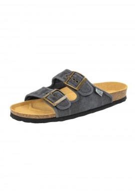 NATURAL WORLD Slides CANVAS BIO SANDAL - Μαύρο-7001E-BLACK