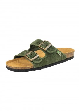 NATURAL WORLD Slides CANVAS BIO SANDAL - Χακί-7001E-KHAKI