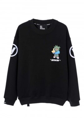 MOD WAVE MOVEMENT Φούτερ λαιμόκοψη MW073161397 - ΜΑΥΡΟ-MW073161397-BLACK