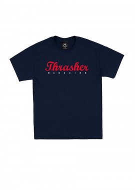 THRASHER - THRASHER T-Shirts SCRIPT TEE - ΣΚΟΥΡΟ ΜΠΛΕ-145207-BLUE