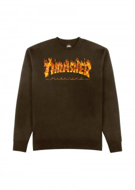 THRASHER Φούτερ λαιμόκοψη INFERNO CREW - BROWN-312728-BROWN